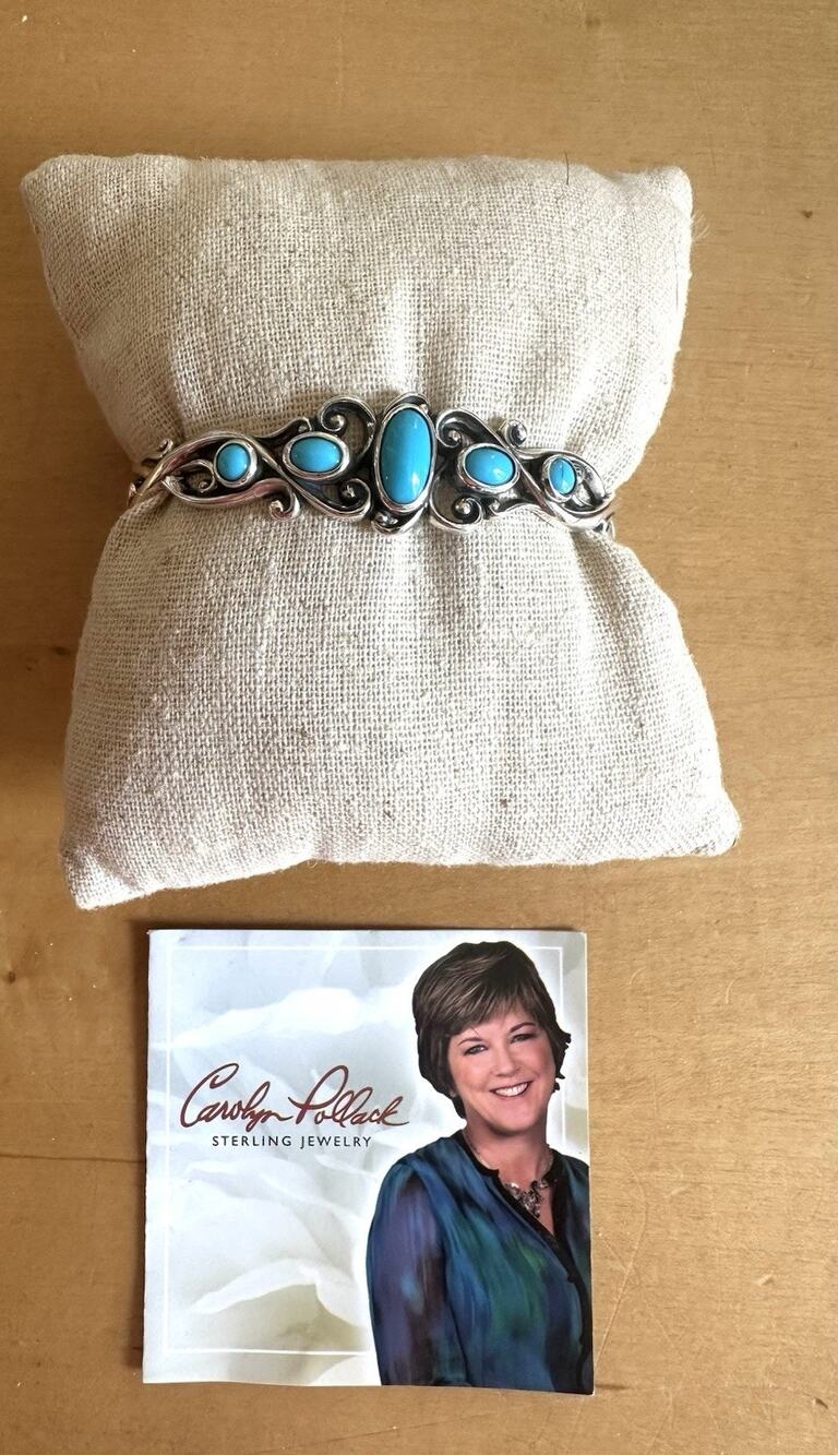 CAROLYN POLLACK RELIOS STERLING SILVER 925 SIGNATURE TURQUOISE CUFF BRACELET